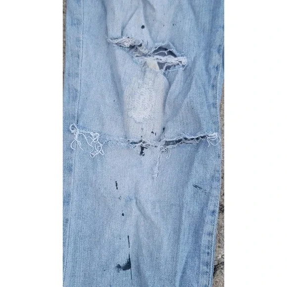 GUESS Jeans Daredevil Bootcut Distressed Reworked Denim Jeans - Picture 7 of 10